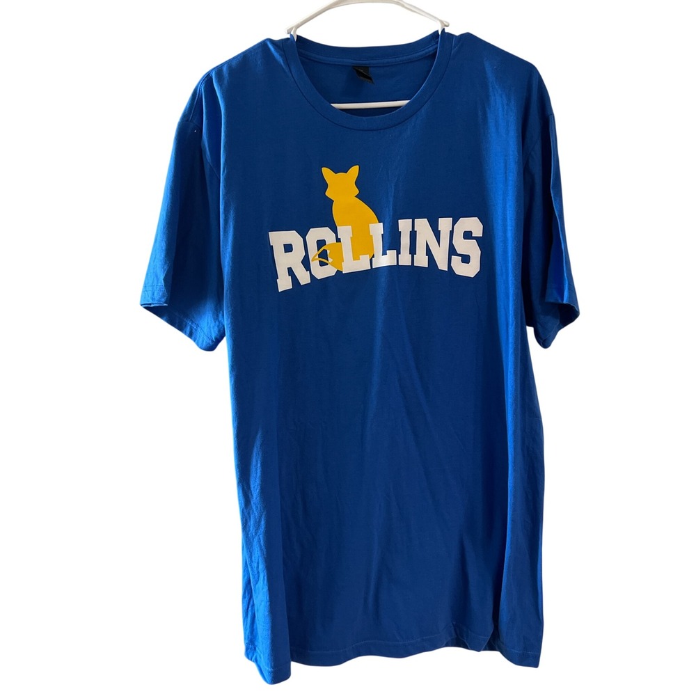 Gildan Softstyle Rollins College Fox Graphic Tee Blue Large Mens Short Sleeve
